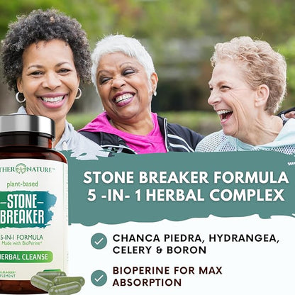 Stone Breaker Chanca Piedra Capsules, Dissolve Kidney & Gallbladder, Detoxify Urinary Tract, Flush Impurities, Kidney Support with Celery Seed Extract - 60 Veg Capsules