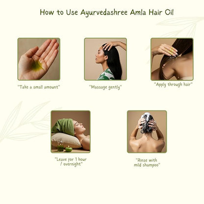 Amla Oil for Hair Growth with Bhringraj, Brahmi, Tulsi, Almond, Argan, Moringa & Clove Oils - 6.76 fl oz
