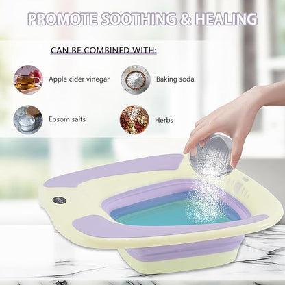 Sitz Bath, Sitz Bath for Postpartum Care, Sitz Bath for Hemorrhoids, Sitz Bath for Toilet Seat, Sits Bath Tub for Women Men Adults, Sitz Bath Soak Salts Basin, Hip Bath Bowl, Collapsible, Purple