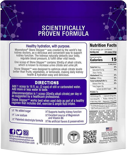 Stone Stopper Drink Mix, Cranberry Raspberry, Kidney Stone Prevention, Calcium Oxalate Protector, Developed by Urologists to Improve Hydration and Support Kidney Health, 30 Day Supply