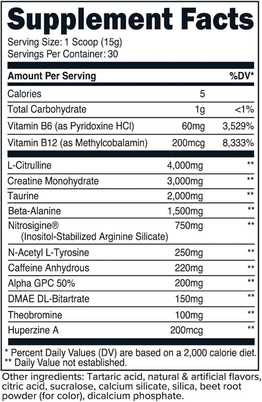 Primaforce Pre-Workout Complex Powder (Watermelon Candy, 30 Servings) - Fitness Supplement for Workout Routine Enhancement, 438g