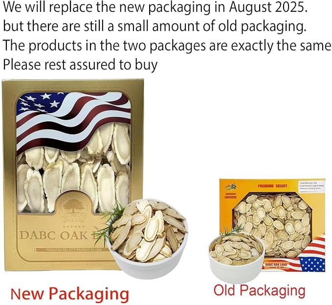 American Ginseng Slices from Wisconsin, American Wisconsin Ginseng Slices Root for Tea, Energy for Men Women Health Boosts Immunity, 多年生長大园切片 花旗參/西洋參, Larger Long Strip 1 Box of 8 Ounces