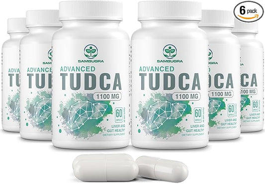 TUDCA Supplements 1100mg - Advanced Ultra Strength Bile Salt TUDCA Support, 3rd Party Tested TUDCA Liver Supplements for Liver Cleanse Detox and Repair, 360 Capsules (Pack of 6)