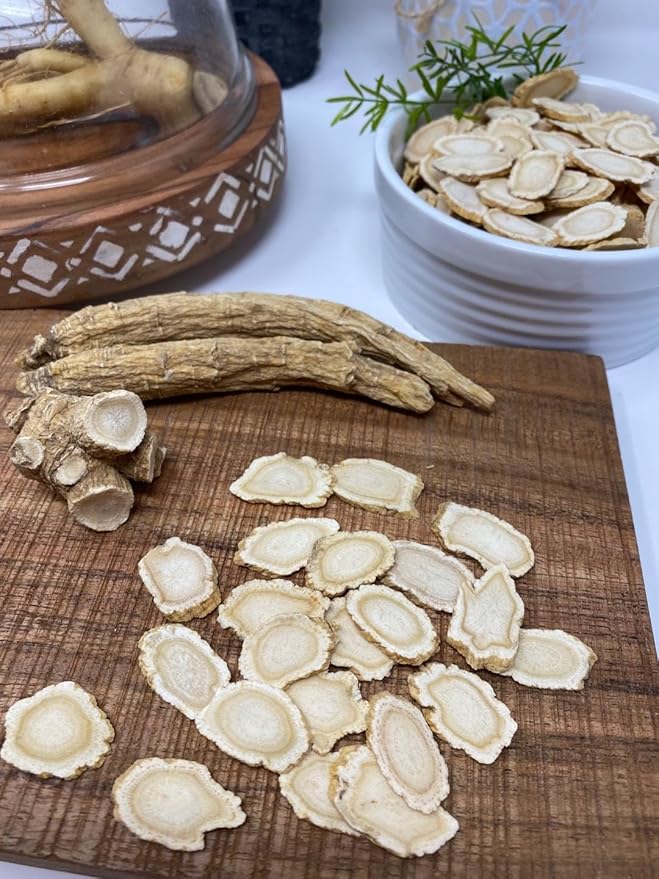 1 LB American Ginseng Slices from Wisconsin, American Wisconsin Ginseng Slices Root for Tea, Energy for Men Women Health Boosts Immunity,多年生長 大园切片 花旗參/西洋參, Lager Round Strip 4 Box of 4OZ