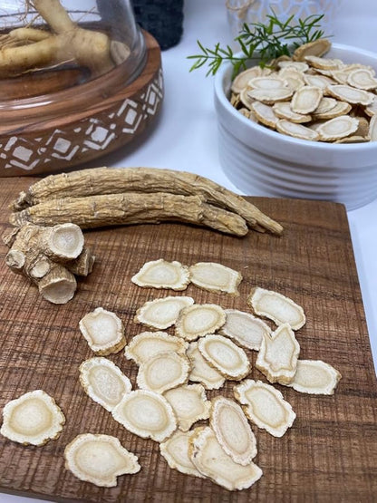1 LB American Ginseng Slices from Wisconsin, American Wisconsin Ginseng Slices Root for Tea, Energy for Men Women Health Boosts Immunity,多年生長 大园切片 花旗參/西洋參, Lager Round Strip 4 Box of 4OZ
