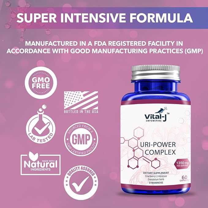 4-IN-1 URI POWER COMPLEX 1350mg - 60 day - D Mannose, Cranberry, Hibiscus, and Dandelion Herb - Naturally Cleanse the Bladder and Urinary Tract – Specialized Approach for UTI Avoidance Pack of 2