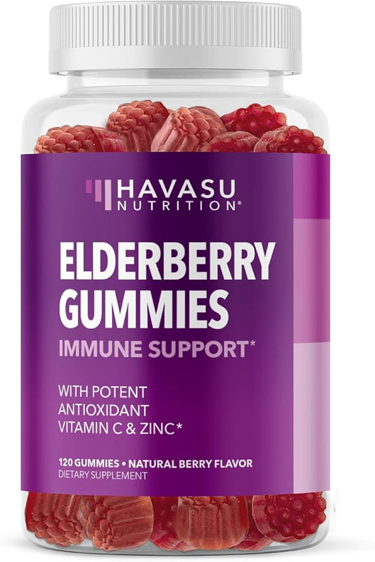 Sambucus Elderberry Gummies for Adults - Immune Support Supplement with Vitamin C and Zinc - Enhanced Formula for Daily Defense - 120 Count, 2 Month Supply, Berry Flavor - Convenient Wellness