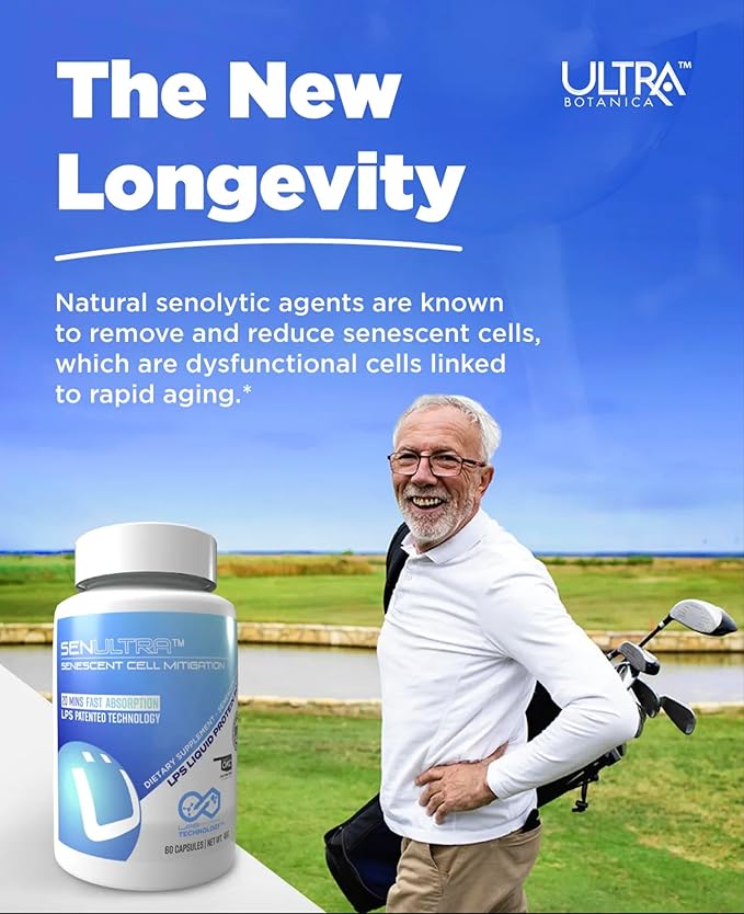 UltraVitality Longevity Support Formula – Fisetin, Curcumin, Quercetin & Beta-Glucan – Supports Cellular & Cognitive Health Healthy Aging – 60 Capsules