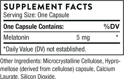 THORNE - Melaton-5 - 5mg Melatonin Supplement - Supports Normal Circadian Rhythms, Restful Sleep & Relaxation* - 60 Capsules