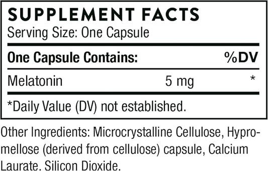 THORNE - Melaton-5 - 5mg Melatonin Supplement - Supports Normal Circadian Rhythms, Restful Sleep & Relaxation* - 60 Capsules