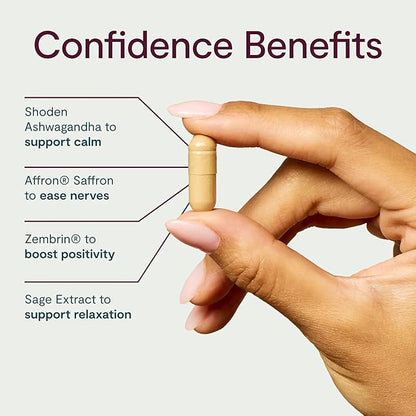 Thesis Confidence - Nootropic Brain Support Supplement - Soothe Nerves & Promotes Emotional Well-Being - Ashwagandha, Saffron, L-Theanine & More - 1 Month Supply (24 Servings)