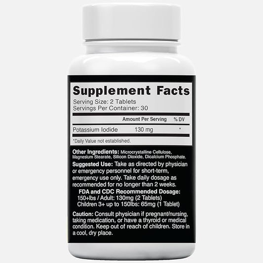 Nature's Fusions Potassium Iodide Tablets 130 mg (Pack of 2) - (120 Tablets) EXP 10/2032 - Ki Pills - Yoduro de potasio