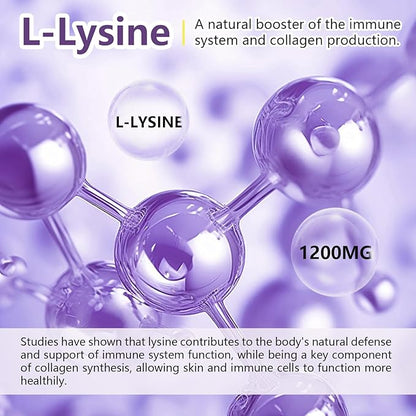 1 Pack 1200 MG L-Lysine Gummies for Immune Support & Collagen Boost - Chewable Lysine Supplement for Adults, Lip ＆ Cold Sore* Support for Women,Blueberry, Non-GMO, Gluten Free,60 Counts