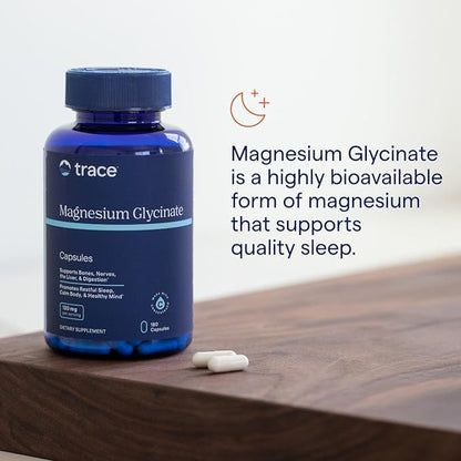 Trace Minerals Magnesium Glycinate 120mg - Bone Strength & Muscle Support - Magnesium Supplement to Aid Healthy Sleep Patterns & Relaxation - Support Nerve Function - 180 Capsules (180 Servings)