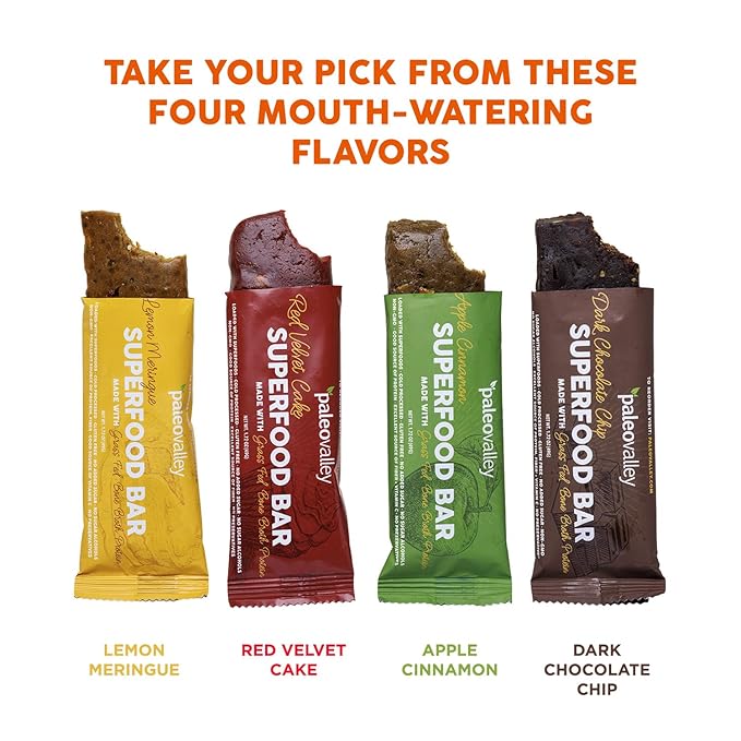 Paleovalley Superfood Bars – Lemon Meringue– 10 Pack – 9g Protein per Bar – Gluten-Free, Grain-Free, Paleo, Non-GMO – On-the-Go Snack