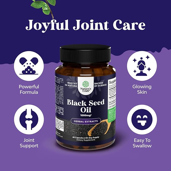 Vegan Black Seed Oil Capsules - Cold Pressed Nigella Sativa Black Cumin Seed Oil Capsules with Omega 3 6 9 Antioxidants and Thymoquinone for Hair Growth Immune Support Joint Health and Digestion