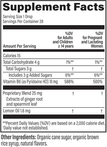 UpSpring Stomach Settle Drops for Occasional Nausea Relief, Upset Stomach and Motion Sickness with Ginger, Lemon, Spearmint and B6, Mint Flavor Drops, 56ct (Pack of 2)