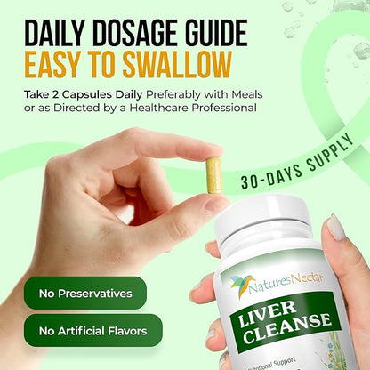 Nature's Nectar Liver Cleanse Detox & Repair – Active Liver Support Supplement with Milk Thistle Liver Detox – Helps Repair & Protect Liver, Aids Fatty Liver & Gallbladder Health – 60 Capsules