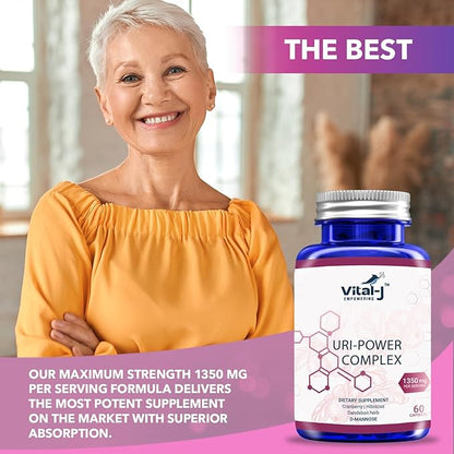 4-IN-1 URI POWER COMPLEX 1350mg - 60 day - D Mannose, Cranberry, Hibiscus, and Dandelion Herb - Naturally Cleanse the Bladder and Urinary Tract – Specialized Approach for UTI Avoidance Pack of 2