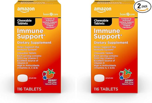 Amazon Basic Care Immune Support Berry Chew Tablets, 116 Count (Pack of 2)
