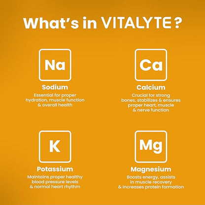 Vitalyte Electrolyte Powder Drink Mix, Isotonic Electrolyte Hydration Mix, Gluten Free Post Workout Powder Mix, Pack of 1, 35 oz., Orange Flavor
