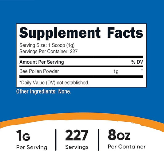 Nutricost Bee Pollen Powder (8 oz) (Unflavored) - 227 Servings, Gluten Free, Non-GMO, Vegetarian Dietary Supplement
