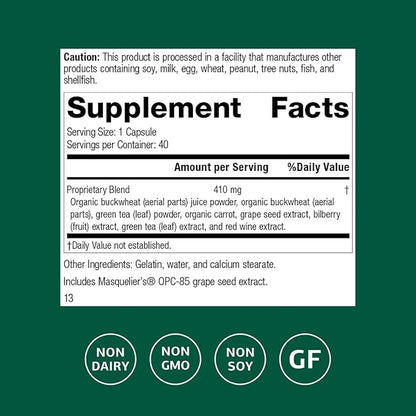 Standard Process Inc. OPC Synergy - Whole Foods Cognitive Health, Brain Health and Brain Support, Eye Support and Eye Health with Bilberry, Grape Seed Extract, Green Tea Powder - 40 Capsules