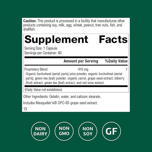 Standard Process Inc. OPC Synergy - Whole Foods Cognitive Health, Brain Health and Brain Support, Eye Support and Eye Health with Bilberry, Grape Seed Extract, Green Tea Powder - 40 Capsules