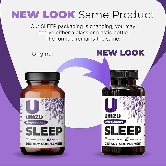 UMZU Magnesium Sleep Support Supplements with GABA and L-Theanine, Complete Body Relaxation and Mood Support, Non-Melatonin Formula - 180 Capsules