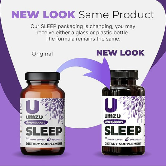 UMZU Magnesium Sleep Support Supplements with GABA and L-Theanine, Complete Body Relaxation and Mood Support, Non-Melatonin Formula - 180 Capsules