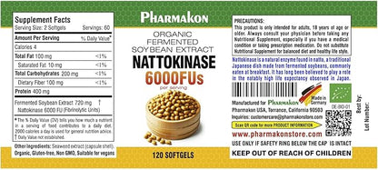 PHARMAKON Natural Nattokinase Organic Fermented Soybean Extract, 6000 FUs per Serving