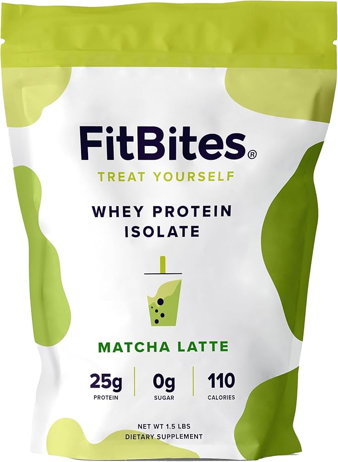 100% Whey Isolate Protein Powder (Matcha Latte), 5.9g BCAAs, Gluten Free, Zero Sugar, Fast Absorbing, Easy Digesting