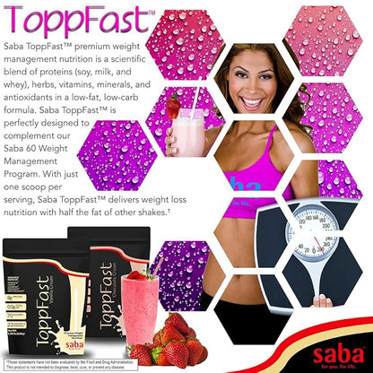 Saba ToppFast™ Nutritional Shake -Scientific Blend of proteins, Herbs, Vitamins, Minerals, & Antioxidants -30 Servings