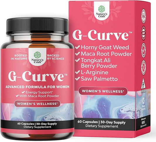 Natures Craft G-Curve Butt and Breast Enhancement Pills - Herbal Enhancer May Support Body Sculpting Curves with Saw Palmetto Extract Horny Goat Weed for Women *Results Vary 60 Count