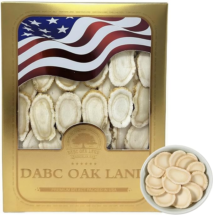 American Ginseng Slices from Wisconsin, American Wisconsin Ginseng Slices Root for Tea, Energy for Men Women Health Boosts Immunity, 多年生長 花旗參/西洋參, Larger Round Strip 1 Box of 8 Ounces