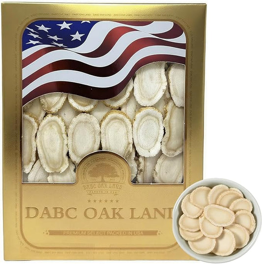 American Ginseng Slices from Wisconsin, American Wisconsin Ginseng Slices Root for Tea, Energy for Men Women Health Boosts Immunity, 多年生長 花旗參/西洋參, Larger Round Strip 1 Box of 8 Ounces