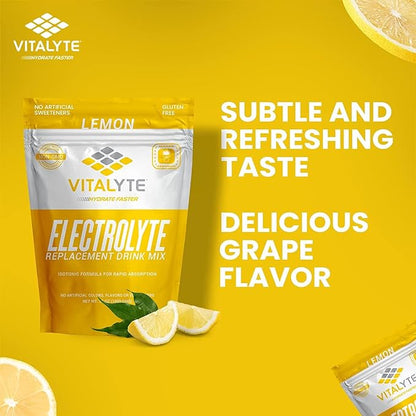 Vitalyte Electrolyte Powder Drink Mix, Isotonic Electrolyte Hydration Mix, Case Pack (6 Pack, Lemon)