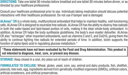 XYMOGEN ALAmax CR - Alpha Lipoic Acid 600mg Tablets - ALA Supplement with Biotin - Support Healthy Antioxidant Activity & Glutathione Levels for Natural Detox (60 Tablets)