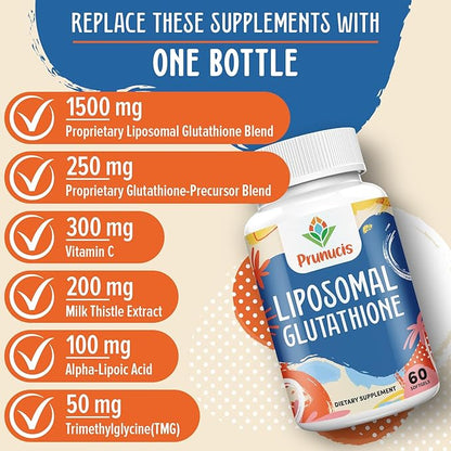 2400MG Liposomal Glutathione, with Vitamin C, Milk Thistle & Alpha-Lipoic Acid, Master Antioxidants, Pure Reduced L-Glutathione - Immune System, Cell Repair, Energy, High Absorption, 360 Softgels