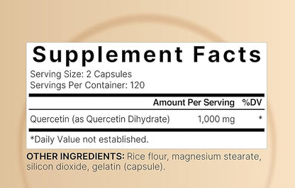 NatureBell Quercetin 1,000mg Per Serving, 240 Capsules | Ultra Strength Bioflavonoid Supplement for Immune Support | Third-Party Tested, Non-GMO, Gluten-Free
