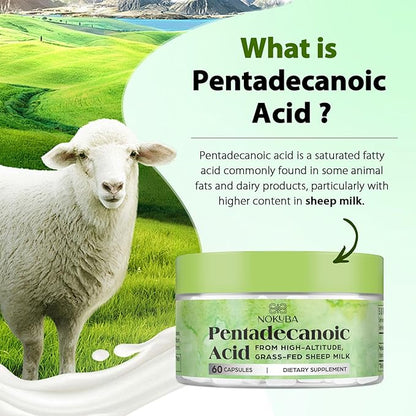 Pentadecanoic Acid | 300mg High-Altitude Sheep Milk Sourced | 60 Capsules