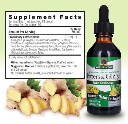 Nature's Answer Alcohol-Free Bitters with Ginger, 2-Fluid Ounces