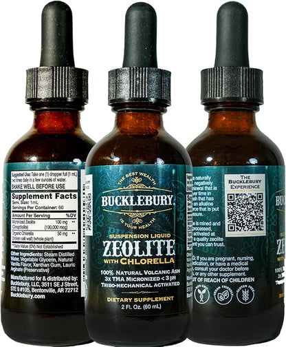 Zeolite Liquid Suspension w/Chlorella - Detox Support, Immune System and Digestive Tract Health Support for Kids and Adults (60 Servings)