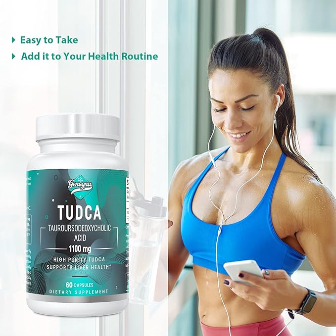 TUDCA 1100mg-Liver Support Supplement for Detox Cleanse, Water-Soluble Bile Salts with Strong Bitter Taste, 120 Vegan Capsules,Non-GMO,Gluten-Free