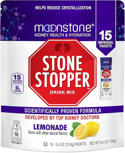 Stone Stopper Drink Mix, Lemonade, Kidney Stone Prevention, Calcium Oxalate Protector, Alkali Citrate Support, Developed by Urologists to Improve Hydration and Support Kidney Health, 15 Day Supply