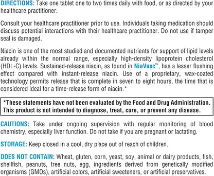 XYMOGEN NiaVasc 750 - Sustained-Release Niacin for a Lesser Flushing Effect - Supports The Maintenance of Healthy Blood Lipids (120 Time-Release Tablets)