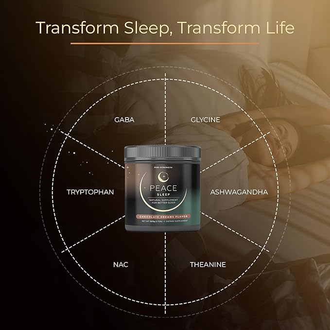 Peace Sleep - Sleep and Recovery Chocolate Powder Drink Mix - Sleep Aid Supplement with GABA, L-Tryptophan, L-Theanine, Glycine - for Tranquil Sleep, Restful Nights, Productive Days - Gluten Free