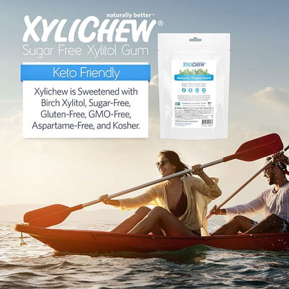 Xylichew 100% Xylitol Chewing Gum - Non GMO, Non Aspartame, Gluten Free, and Sugar Free Gum - Natural Oral Care, Relieves Bad Breath and Dry Mouth - Peppermint, 500 Count