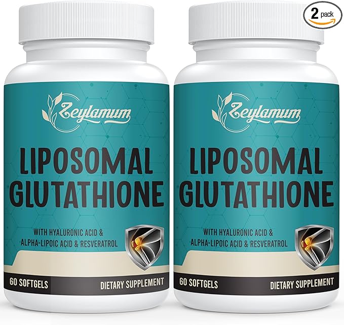 2400 MG Liposomal Glutathione Softgels, Max Absorption, Active Form L-Glutathione Reduced (GSH), with Hyaluronic Acid, Resveratrol, Master Antioxidants for Detox, Brain, Immune System, 120 Softgels