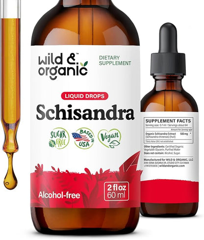 Wild & Organic Schisandra Berry Extract Drops 500 mg - Relaxing Schisandra Supplement - Liquid Chinensis Tincture - Vegan, Sugar & Alcohol-Free - 2 fl oz
